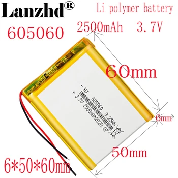1-10vnt), 3,7 V Ličio polimero 2500mAh 605060 Minkštas paketo baterijos Energijos Banko Bluetooth Garsiakalbiai Tablet DVD baterija