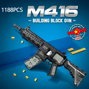 1188PCS M416 Šautuvas Building Block Modelis, Miesto, Policijos, Karinių Ginklų Serija Ginklą Įspūdį Surinkimo Plytų Žaislai Berniukas Vaikų Dovanų