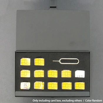 12-Slots-NANO+1-Lizdas-Kortelės-Pin Aliuminio Nešiojamų SIM Pin Micro SIM Kortelę Nano Atminties Kortelių talpinimo Atveju Raštas Turėtojas