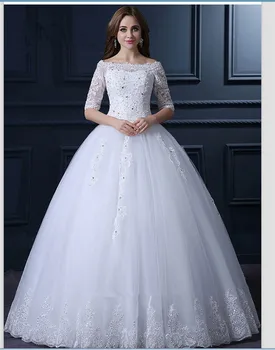 2023 Gelinlik Princesė Senovinių Vestuvių Suknelė Nėrinių Pusė Rankovės Grindų Ilgis Nuotakos Suknelės, Vestuvių Suknelės, Puošnios Chalatas de Mariage