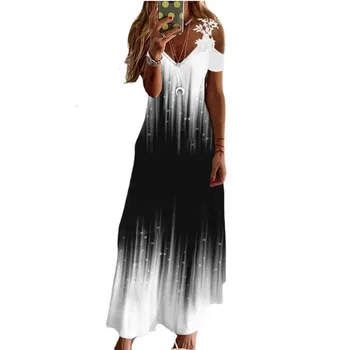 2023 Naujas Moterų Drabužių Mados Prarasti spaustuvėje, Lady Paprastumo Elegantiškas V-kaklo, Rankovių Puloveriai Temperamentas Suknelės