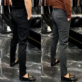 2023 Vyrų Aukštos Kokybės Verslo Kostiumas Kelnės Vyrų Slim Fit Dryžuotas Kostiumas Kelnės Kelnės Atsitiktinis Oficialų Mens Suknelė Kelnės A68