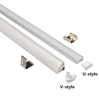 50cm U/V Stiliaus Formos LED Juostelė Šviesos Aliuminio Kanalo Savininkas Pieniškas Padengti galų Gale LED Šviesos Juostelės Priedai