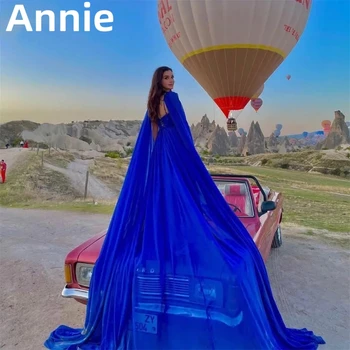 Annie Elegantiškas Paplūdimio Vestuves Prom Dresses Safyro Mėlynos Spalvos Šifono Vakaro Suknelė Ypatinga Proga-2023 Vestidos De Noche