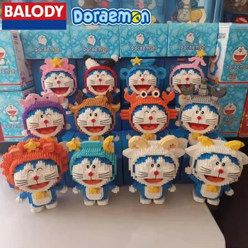 BALODY Doraemon dvylika žvaigždynų, statyba blokai Kawaii sunku asamblėjos modelis, švietimo, vaikų žaislai, gimtadienio dovana