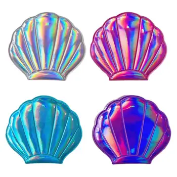 CASHOU121 Kūrybos Sea Shell Formos Holografinis Vaivorykštės spalvų Didinamąjį Kompaktiškas Kosmetikos Dvipusis Sulankstomas Kišeninis Veidrodėlis