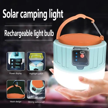 Didelės Galios Saulės LED campinglight naudojami naktį rinkose USB Įkrovimo Lemputė Lauko Palapinė Lempos Nešiojamų pagalbos