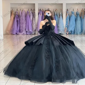 Fanshao ypatinga Proga Suknelės Moterims Juoda Saudo Arabric Sluoksniuotos Skirtingų Kristalai Grindų Ilgis Nėrinių Lašas Laivybos