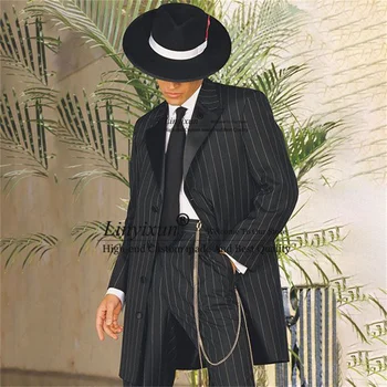 Ilgi Paltai, Kelnes Italijos Vyrų Kostiumai 2 Vienetų Rinkinių Juostelės Jaunikis Vestuvių Tuxedos Verslo Vyras Prom Sportinius Slim Fit Kostiumas Homme