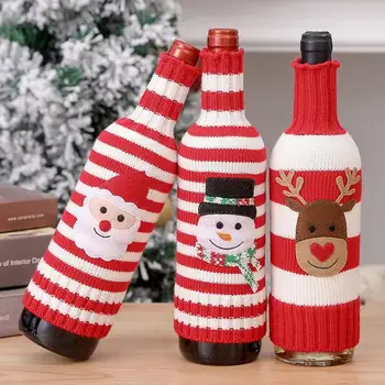 Kalėdų Weater Vyno Butelio Dangtelį Suknelė Clother Ca-p Vyno Butelis Mielas Kalėdų Senį Elnių Butelis Audiniu Šalis Festivalis