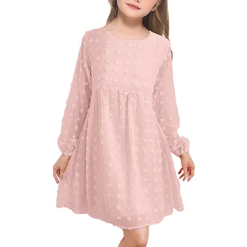 Kūdikių Mergaičių Žakardo Dizaino Princess Dress Pavasarį, Rudenį Korėjos Stiliaus Ilgomis Rankovėmis Solid Color Kids Mergina Suknelės Vasaros 2023 Naujas