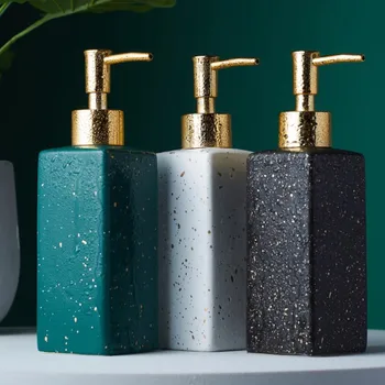Matinė juoda/balta/žalia aukso taškas modelio vonios kambarys vertus, muilo dozatorius keramikos losjonas butelis muilo patiekalas, Vonios reikmenys