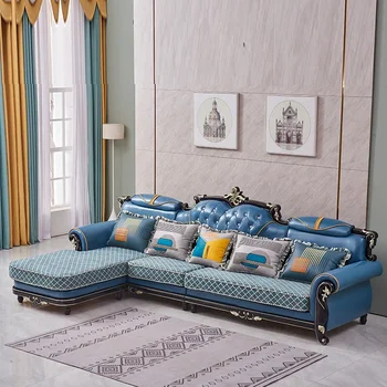 Privačių customEuropean stiliaus sofa kambarį pilna apdaila derinys kampe imperial concubine medžio masyvo prabangūs audiniai sofa