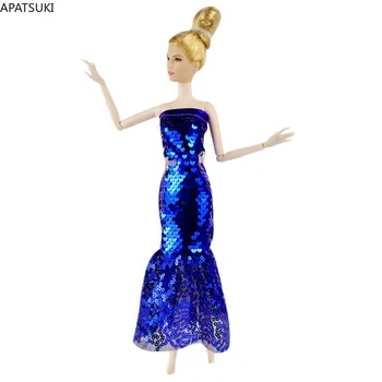 Royalblue Sidabro Rankų darbo Unikalus China Doll Suknelė Barbie Lėlės Drabužių Komplektus Šalis Suknelė 1/6 BJD Doll Reikmenys, Žaislai