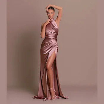 Satino Apynasrio Rožinė Suknelė Vakare Prom Šalis Suknelės 2023 Moterų, Prabangos Bodycon Klubas Elegantiškas Lady Maxi Seksualus Plisuotos Ritininės Suknelė