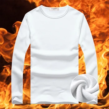 T-Shirt Dugno Marškinėliai Drabužių Komfortą Mados Šilumos Sutirštės Apatiniai Žiemos Apačioje Vilnos Vyrų Viršūnes Šiltas