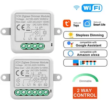 Tuya WiFi Smart Reguliatoriai Jungiklis Modulis Palaiko 2 Būdas Kontroliuoti LED Žibintai Pritemdomi Pereiti Dirbti su Alexa Namuose