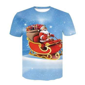 Unisex Santa Claus 3D Print T-marškinėliai Vyrams, Atsitiktinis trumpomis Rankovėmis Viršūnes T-shirts Juokinga Streetwear Mados Įdomus Kalėdų Marškinėliai