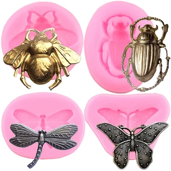 Vabzdžių Silikono Formos Bumble Bee Minkštas Pelėsių, Laumžirgis, Drugelis Vabalas Saldainiai Pelėsių Šokolado, Cukraus Amatų Tortas Dekoravimo Įrankiai