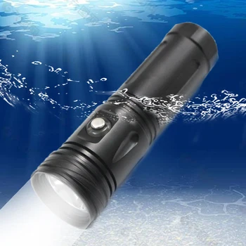 XM-L2 LED Geltona šviesa Super Dėmesio Nardymo Žibintuvėlis 26650 Scuba Balta Lempa IPX8 po vandeniu Vandeniui Taktinis Kempingas