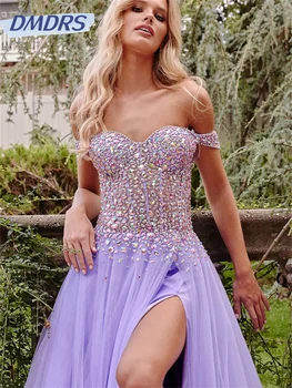 Žavinga v-Kaklo Zawalcowany Vakare Gown 2024 Elegantiškas, Tiulis Slidinėti Suknelės Klasikinis Nėrinių Aplikacijomis Grindų Chalatai Vestidos De Novia