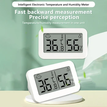 Mini Elektroninė Temperatūros Ir Drėgmės Matuoklis Kūdikių Patalpų Termometras Su Besišypsantis Veidas Ekrane, Šaldytuvas Automobilio Termometras